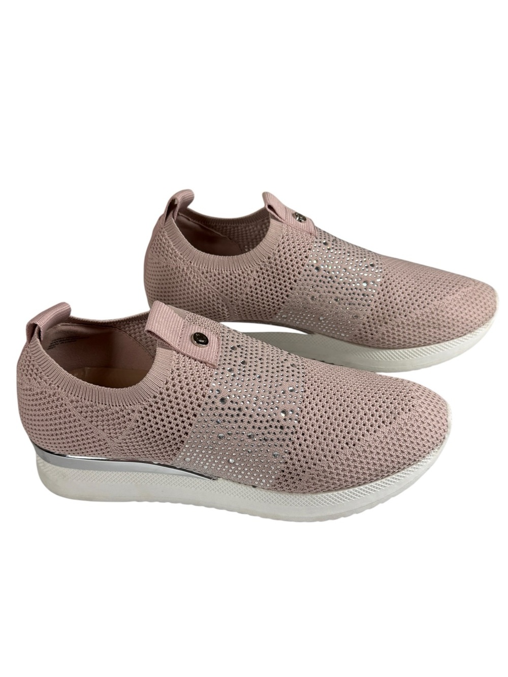 Carvela Janeiro 2 Pink Crystal Knit Slip On Sneakers Women's EU 38.5